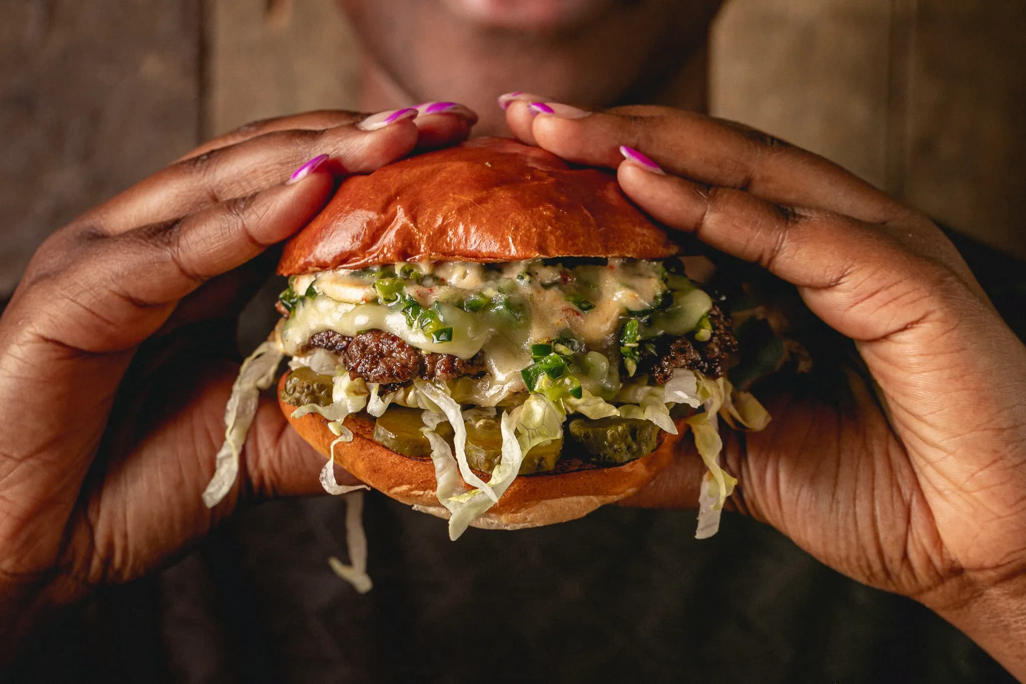 Flat Iron Green Chilli Cheeseburger